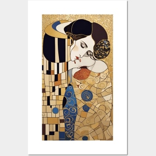 Gustav Klimt's The Kiss: Inspired Romantic Illustration Posters and Art